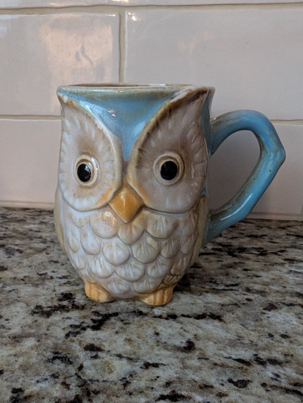 Burton+Burton Whimsical Owl Mug Light Blue Earthtones